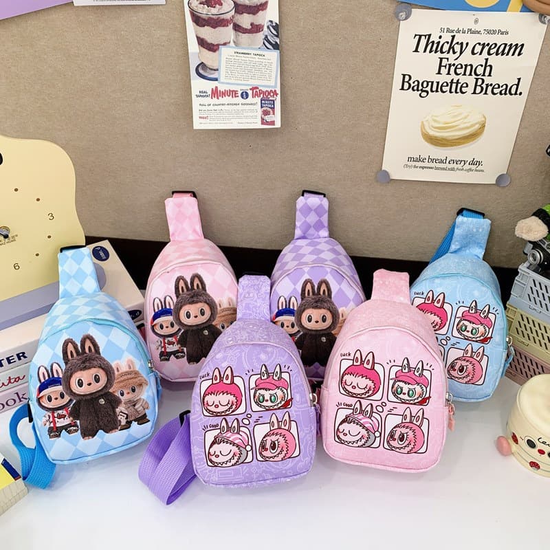 2025 new children's bag, Instagram Korean-style cartoon Labubu small chest bag, unisex lightweight fashionable children's bag