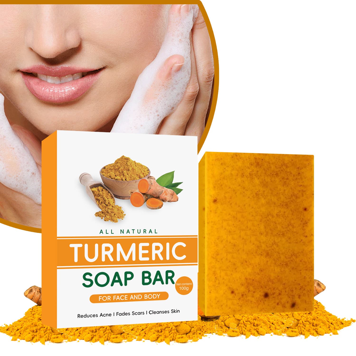 Cross-border Trade EU/US TK Style Turmeric Soap Lemon Soap Kojic Acid Soap Ginger Handmade Cold Process Soap for Bath and Face Wash