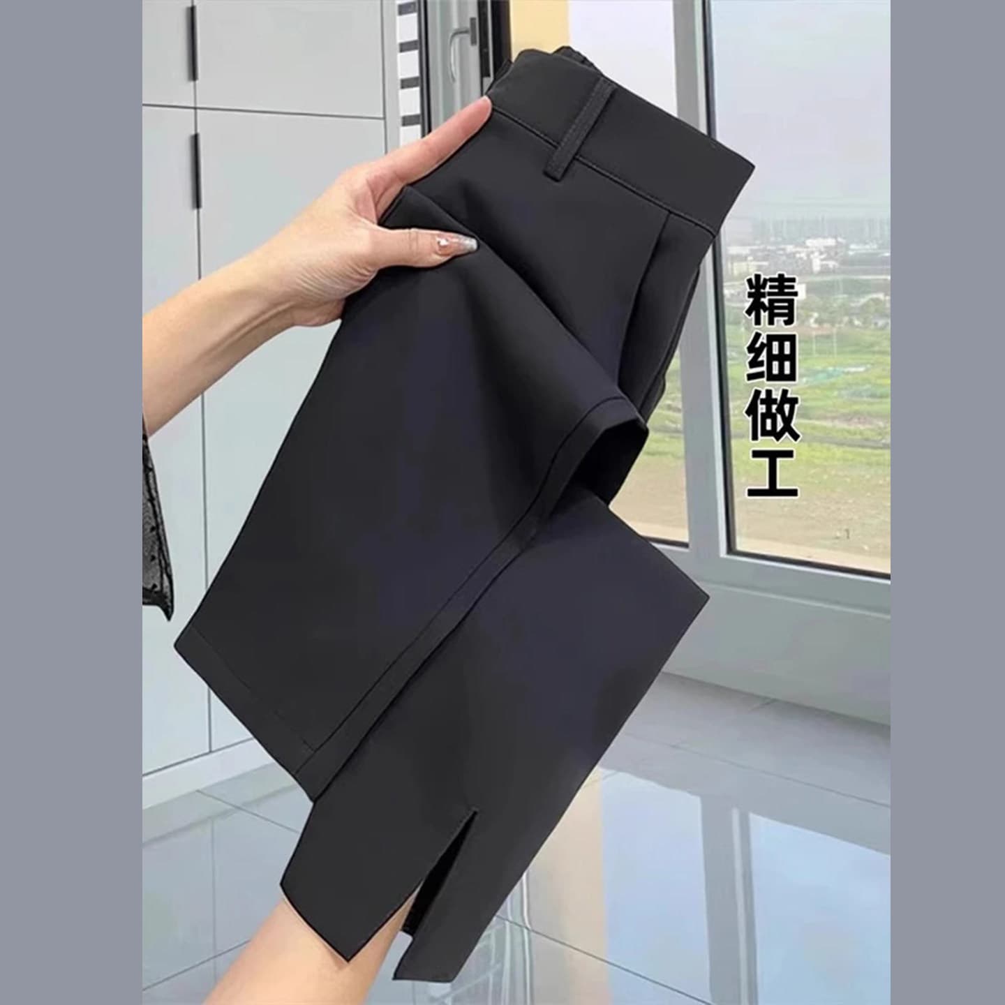 Women's Straight Casual Pants Summer Thin Style 2026 New High-Waist Slimming Ankle-Length Harem Cigarette Ice Silk Pants