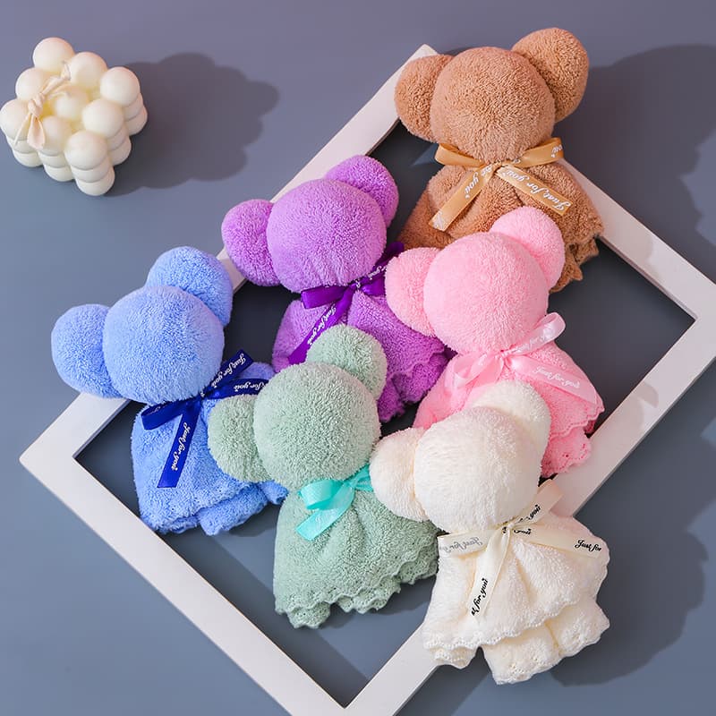 Coral Fleece Bear Towel Hand Towel Souvenir, Business Gifts, Wedding Birthday Event Small Presents
