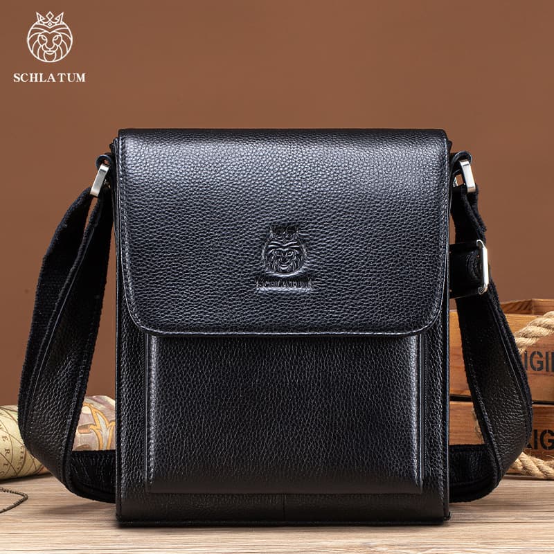 SCHLATUM Top Layer Cowhide Leather Men's Shoulder Bag Casual Genuine Leather Crossbody Bag Premium Commuter Cross-border Export Men's Bag