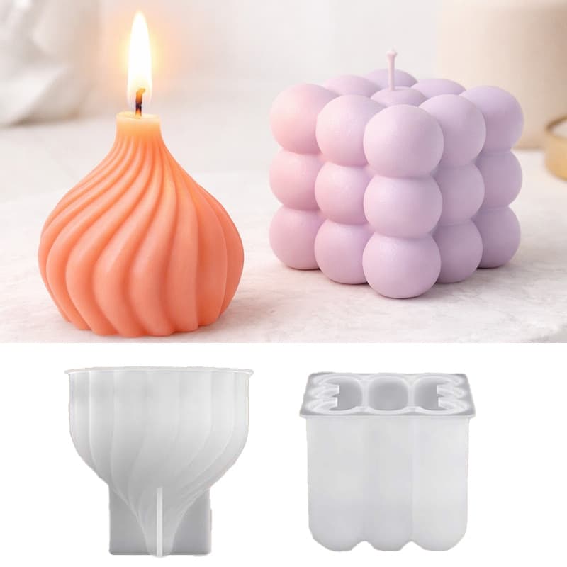 Barbara DIY Epoxy Resin Rotating Candle Mold Square Geometric 3D Aromatherapy Gypsum Candle Silicone Mold