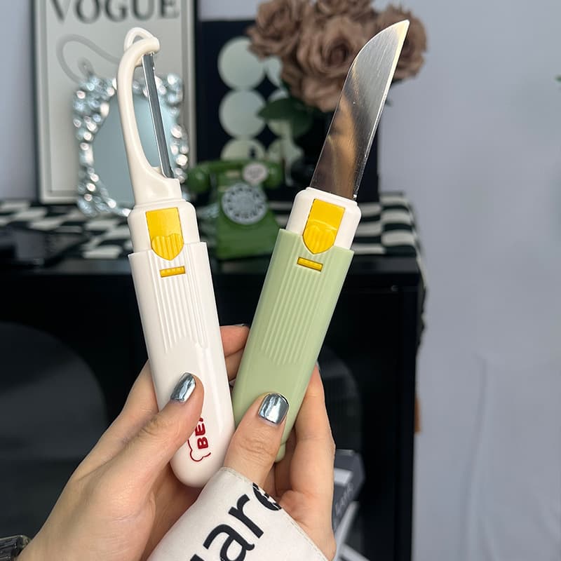 Fruit Peeling Knife Two-in-One Double-Headed Dual-Use - Vegetable and Fruit Peeler, Household Kitchen Cute Outdoor Portable Fruit Cutlery