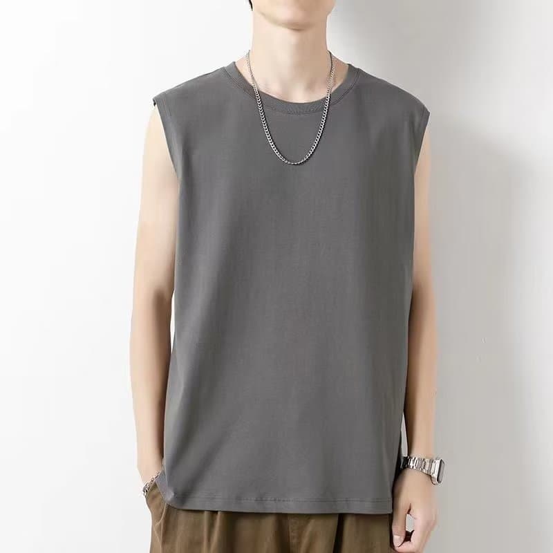 Fashionable Pure Cotton Vest Top Men's Summer Base Shirt Sleeveless Outwear Innerwear Youth Fitness Running
