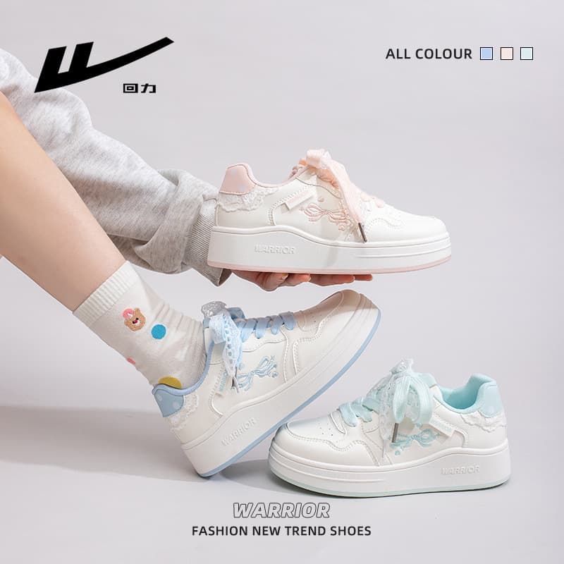 Warrior New Low-Top Comfortable Versatile Casual Shoes with Bowknot, High-Fashion Design, Stylish Women's Shoes