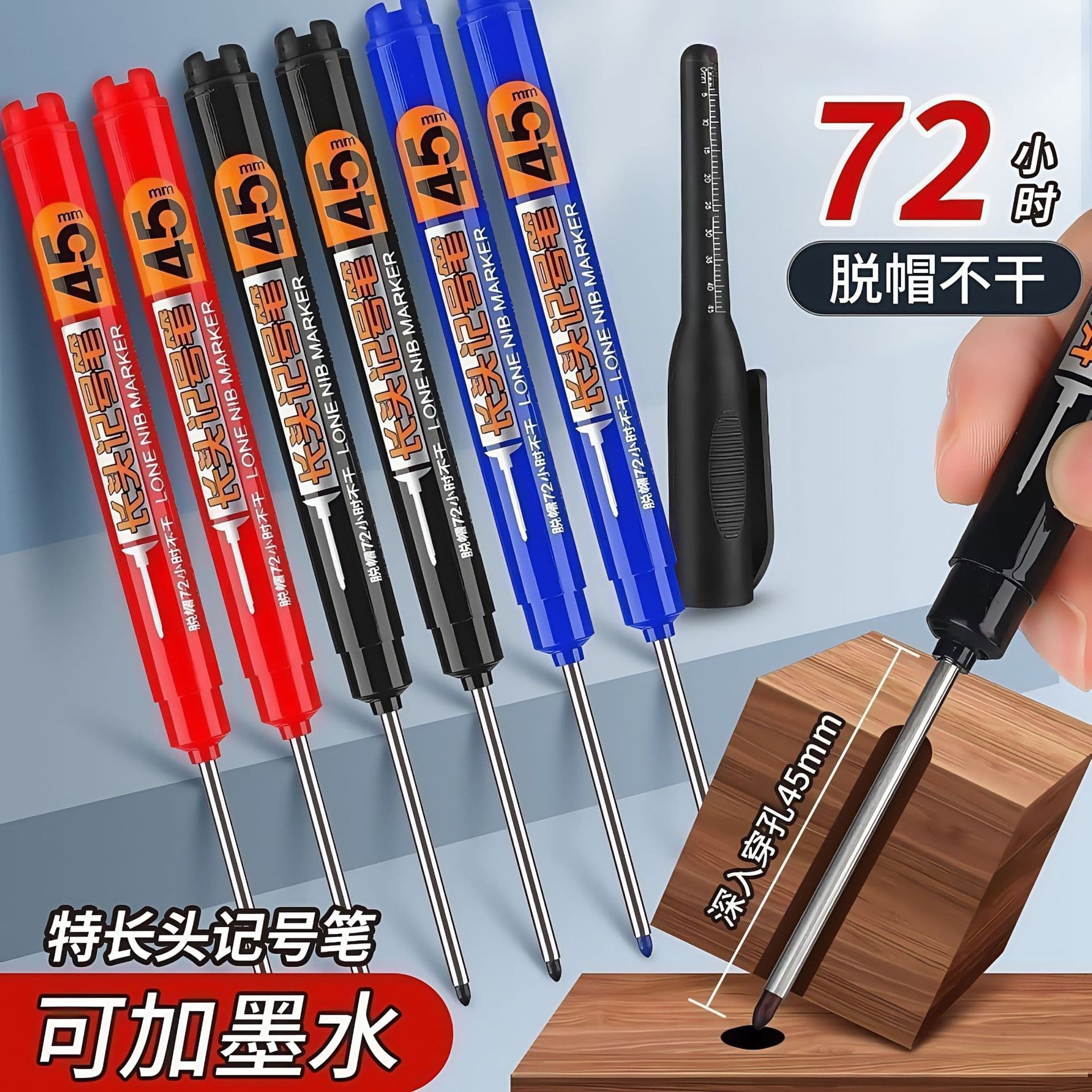 45mm oily woodworking long tip marker pen construction site long mouth black deep hole marking pen extended tip pen