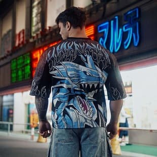 YOUNGLA x Yu-Gi-Oh Men's Oversized T-Shirt Summer Gym Sports Casual Fitness Short Sleeve Top