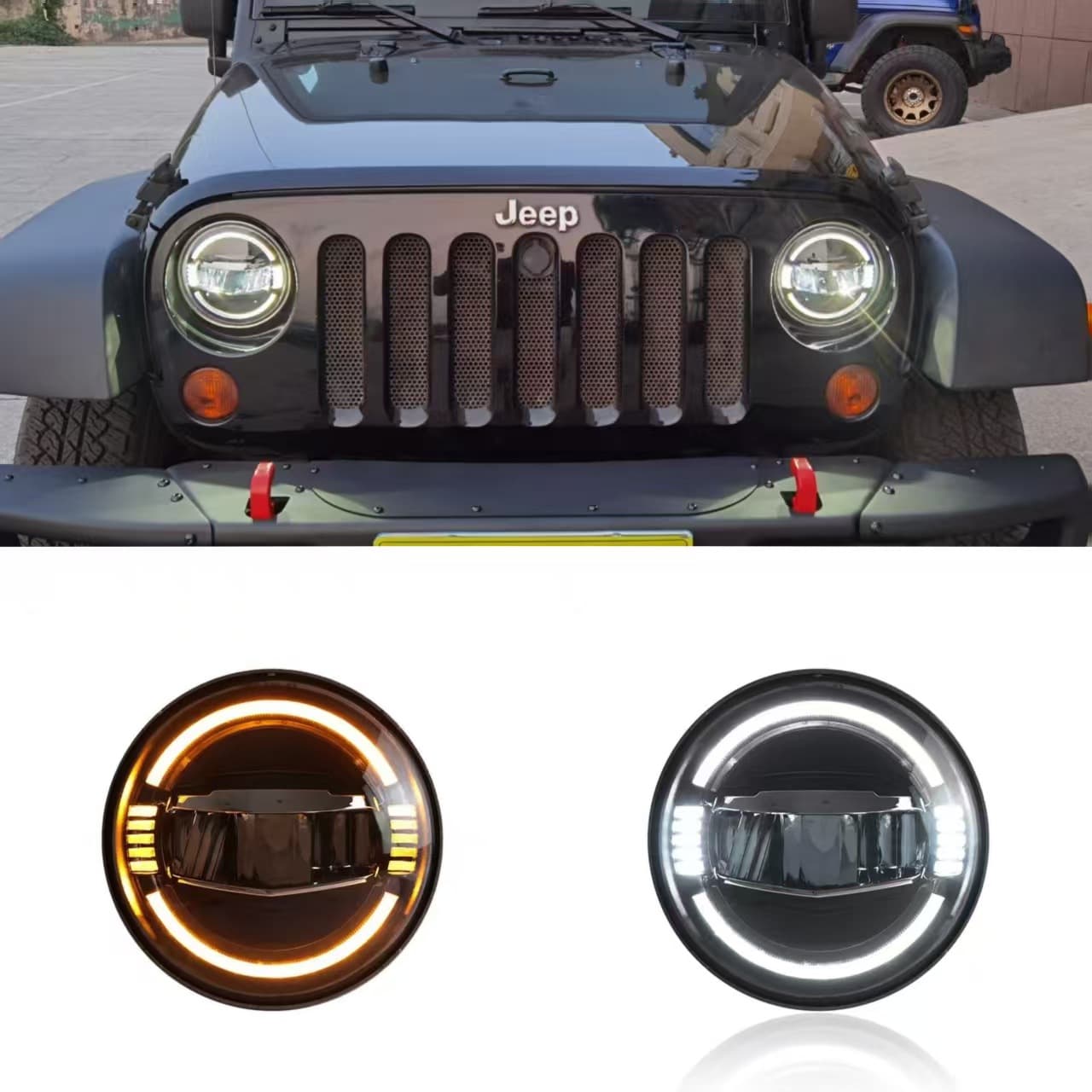LED Headlight Assembly for 07-17 Jeep Wrangler JK, Full LED DRL Turn Signal Light