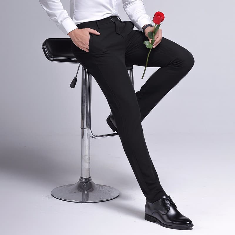 Suit trousers, no ironing, slim fit black trousers, men's business formal wear, professional straight casual autumn and winter suit trousers, men's trousers