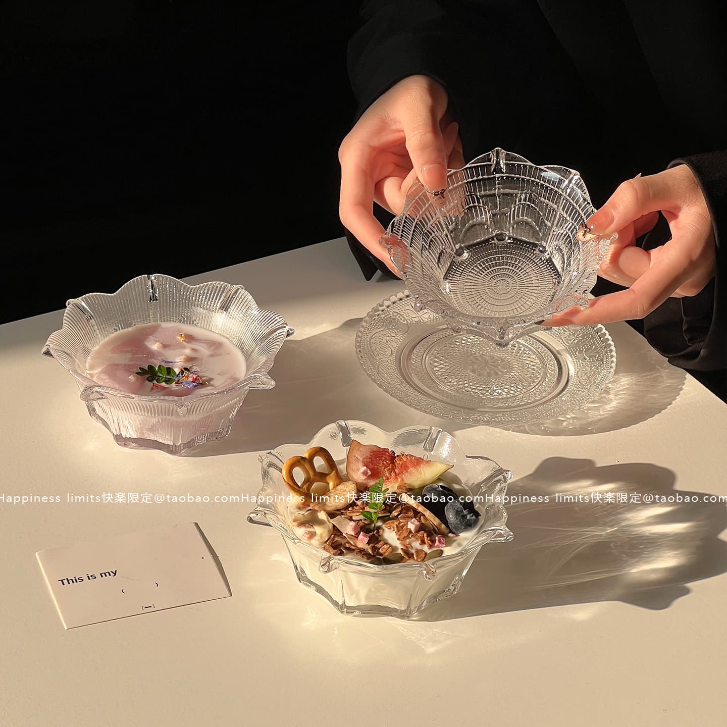 Ins wind glass dessert bowl high-looking ice cream bowl fruit yogurt bowl creative sugar water bird's nest bowl breakfast bowl
