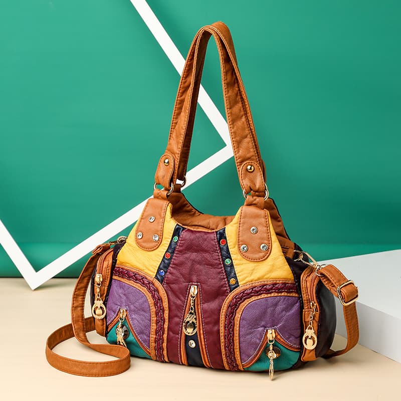 2021 New Genuine Leather Texture Mom Bag Shoulder Crossbody Handbag Middle-aged Women's Soft Leather Casual Bag