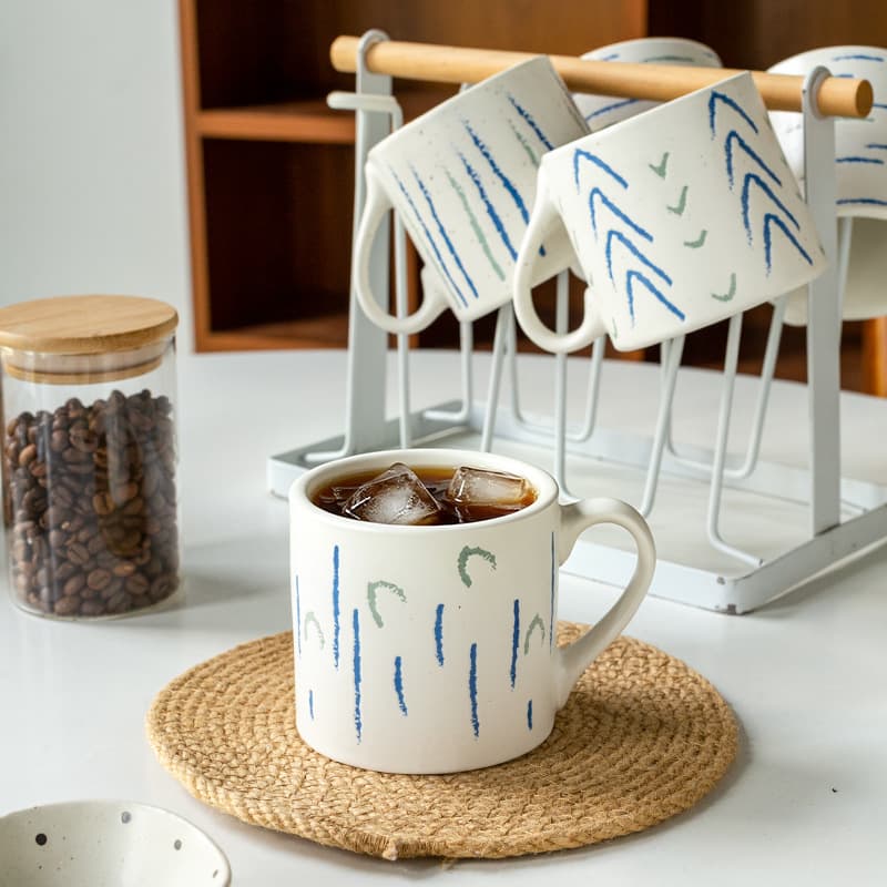 INS Ceramic Mug Sesame Glaze Hand-Painted Cup Home Breakfast Milk Oatmeal Cup Office Water Cup Minor Flaw