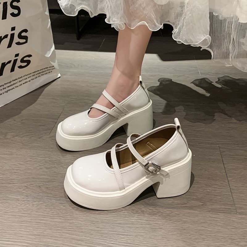 French Retro Round-Toe Mary Jane Shoes for Women, New Summer Versatile British Style Chunky Heel Thick-Soled Loafers