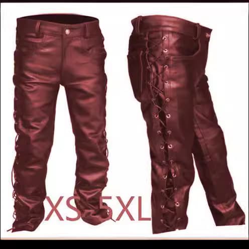 2024 cross-border new product hot style wish Amazon best selling European and American solid color PU strap casual men's leather pants