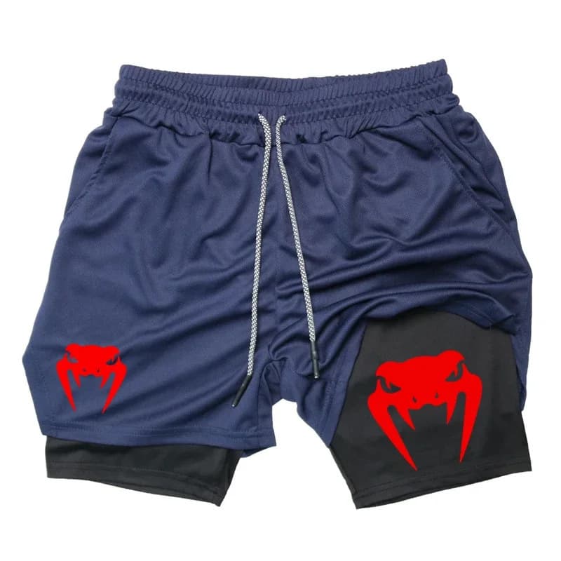 MMA men's compression shorts summer gymnastics fitness running training sports shorts 2-1 mesh breathable quick drying
