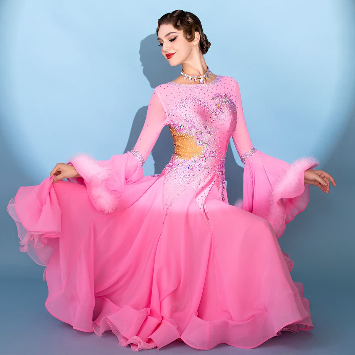 Luxury Butterfly Lina! Heavy Custom-Made Modern Dance Performance Costume S7110 International Standard Dance Waltz Competition Outfit