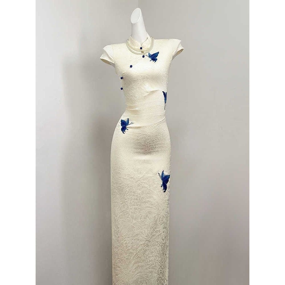 Stunning Cheongsam for Women, New Chinese-Style National Fashion Engagement Dress, Particularly Beautiful Butterfly Waist-Cinching Dress, 2026 Model