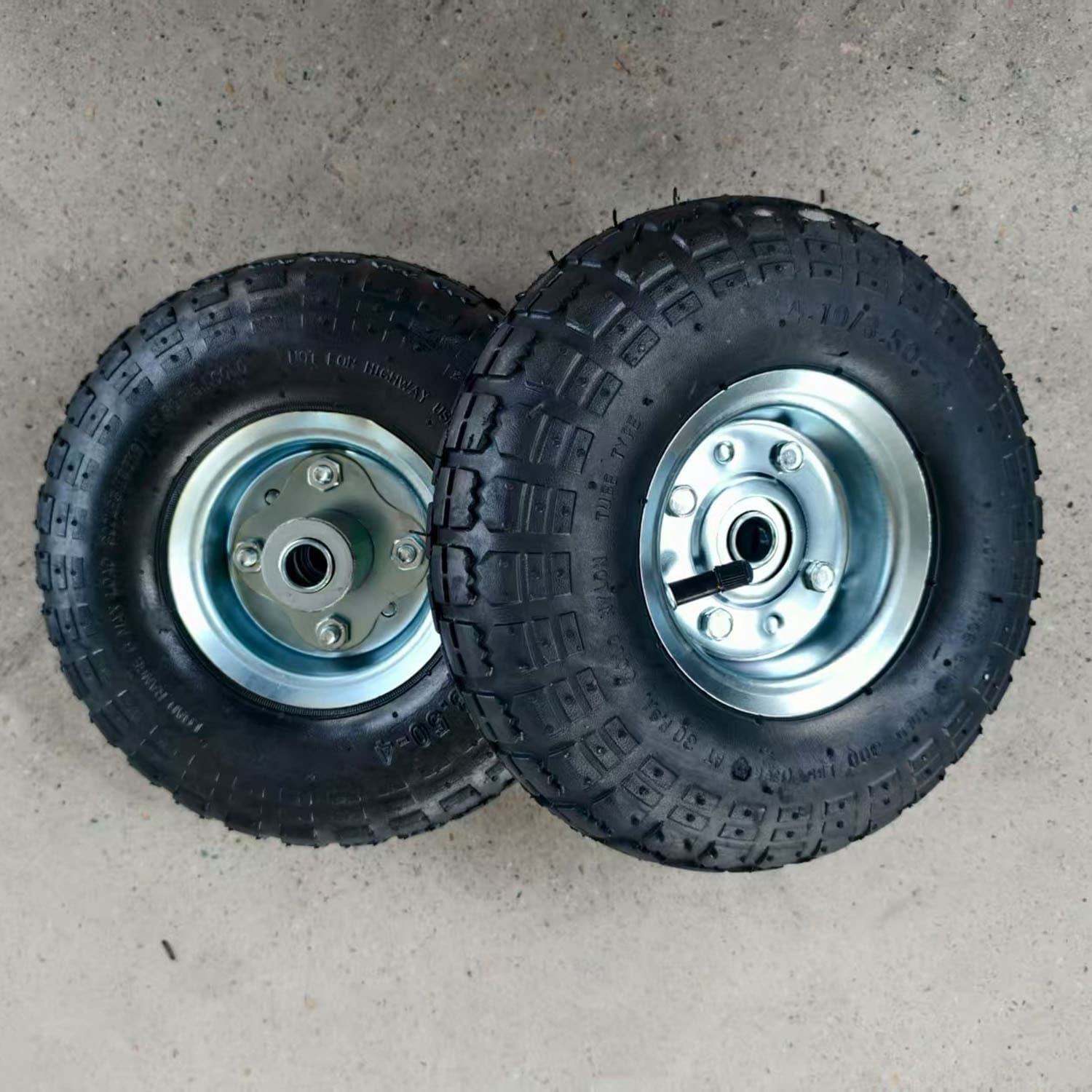 Factory direct supply 350-4 pneumatic tire wheel with large pattern, galvanized spokes, 16 holes, ordinary bearing eccentric sleeve, length 55