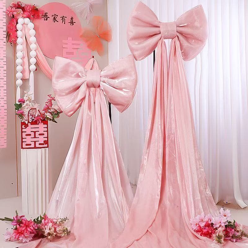 Velvet Oversized Bow for Wedding Room Decoration, Spring Festival Decor for Store and Mall Window, Valentine's Day Background