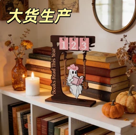 Cross-border Chilling Ghost On Swing Wooden Reading Ghost Bookshelf Swing Ghost Reader