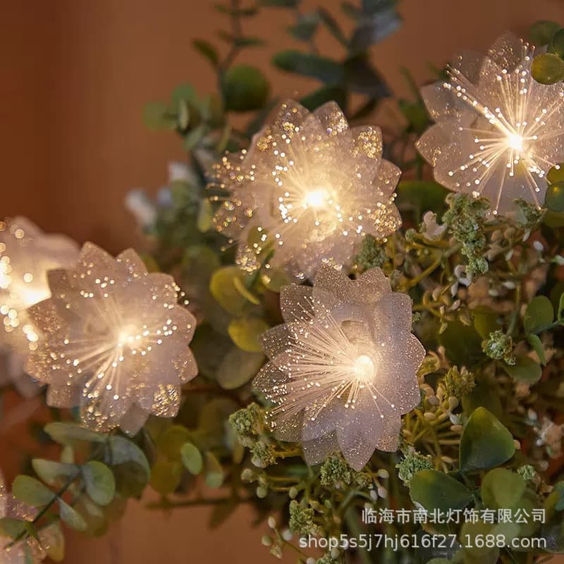 New Led Fiber Optic Flower String Lights Cross-Border Ready-Made Artificial Flower Wedding Holiday Garden Gift Arrangement Decorative Light String