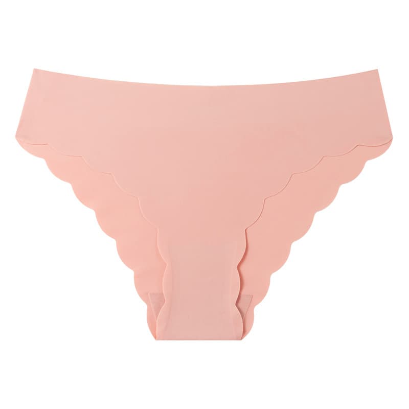 Cross-border Trade Plus Size Ice Silk Invisible Seamless Women's Low Waist Wave Edge Nylon Triangle Panties