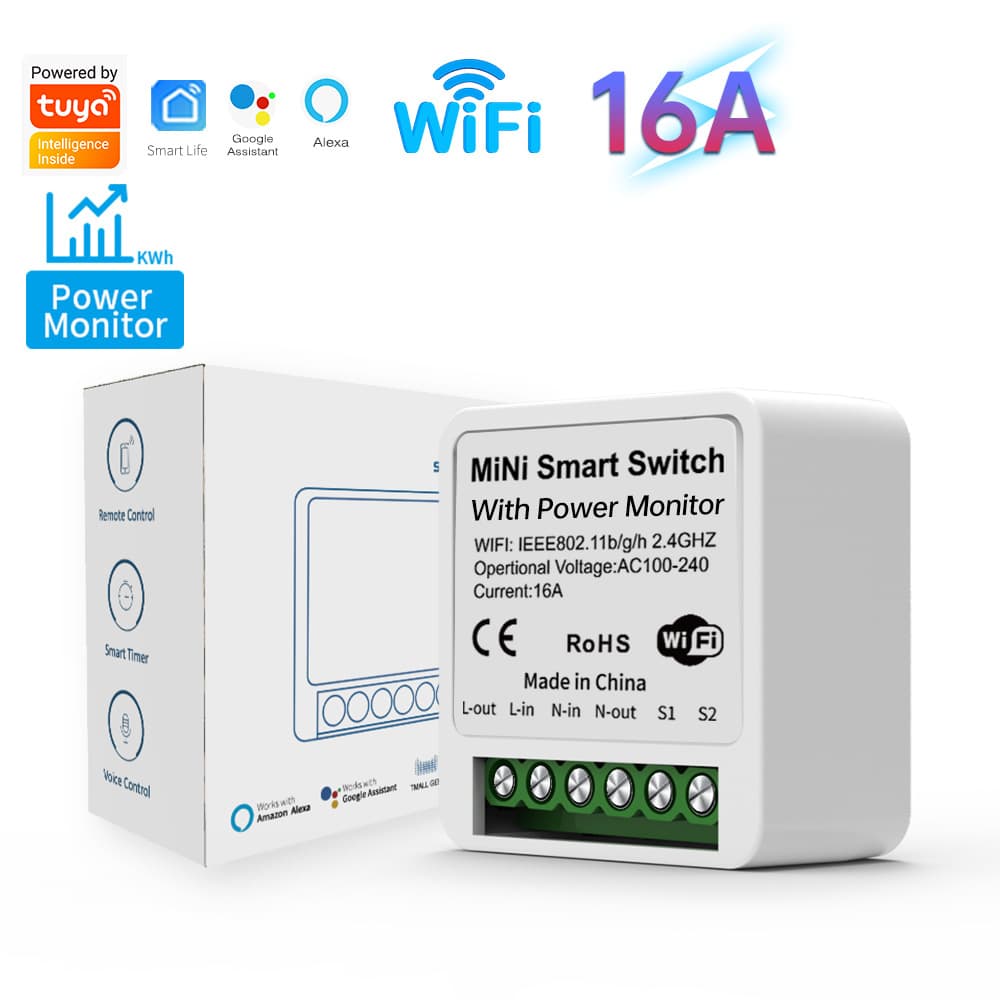 Tuya WiFi Switch Module Cross-Border Multi-Country Live-Neutral Wiring Remote Switch Timer APP Control Supports Alexa