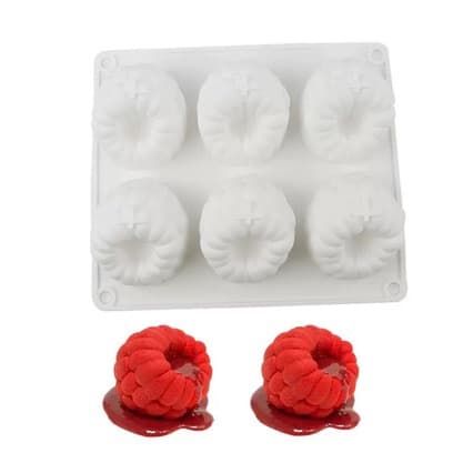 6-Cavity Large Raspberry Mousse Cake Mold Silicone Mold for Baking Chocolate Candy Jelly