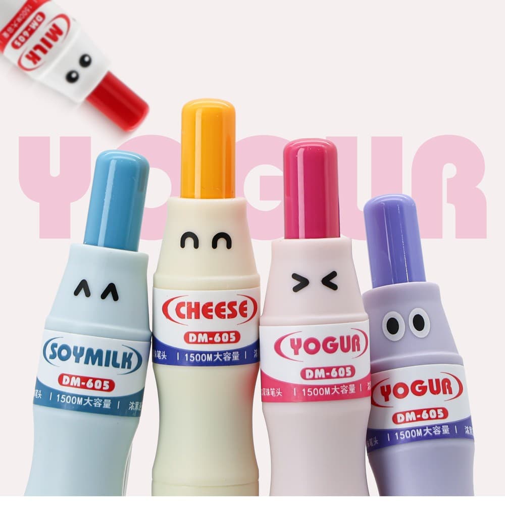 Dongmi 605YUMMY energy pen press gel pen cute and interesting yogurt bottle pen large capacity quick-drying brush question pen