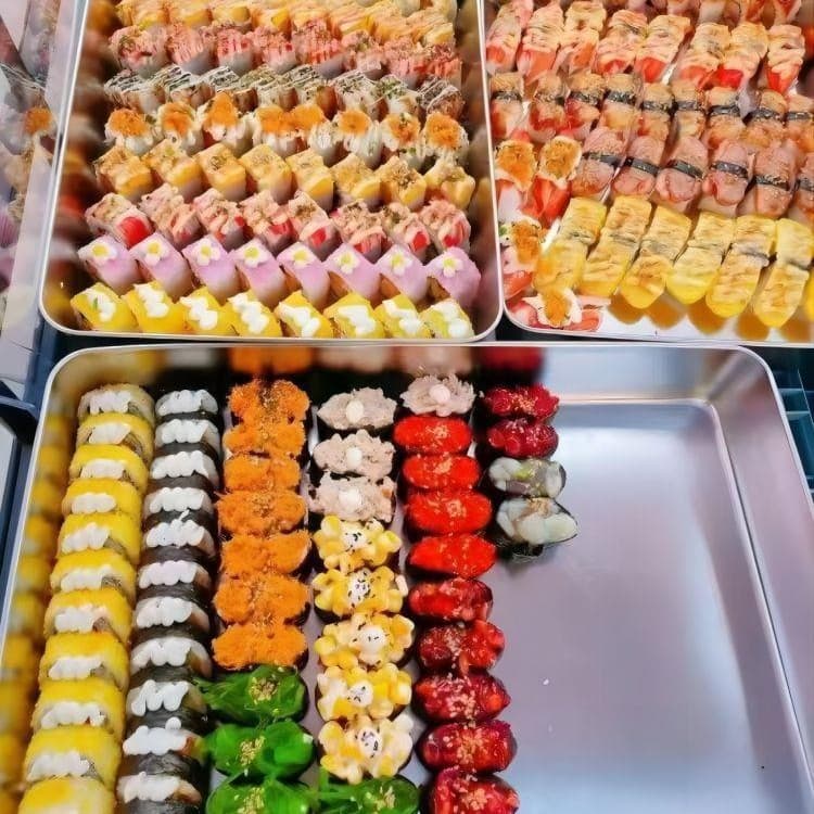 Sushi Stainless Steel Square Pan Flat Bottom Rectangular Box with Lid Tiramisu Container Thickened Tray