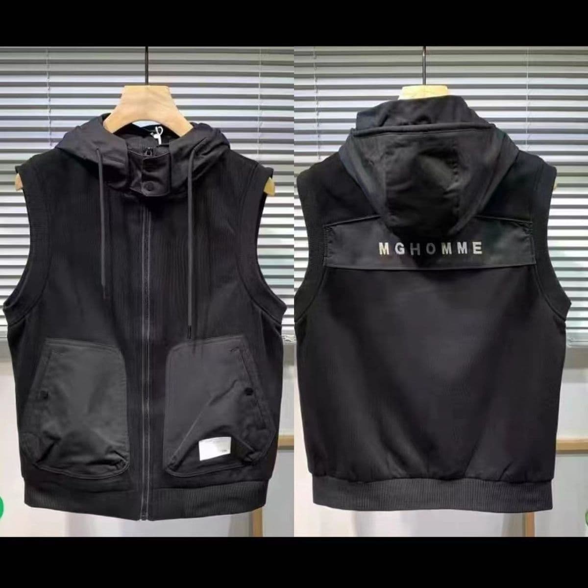 Trendy brand patchwork hooded vest spring autumn new style knit niche casual sleeveless jacket versatile fashionable top trendy