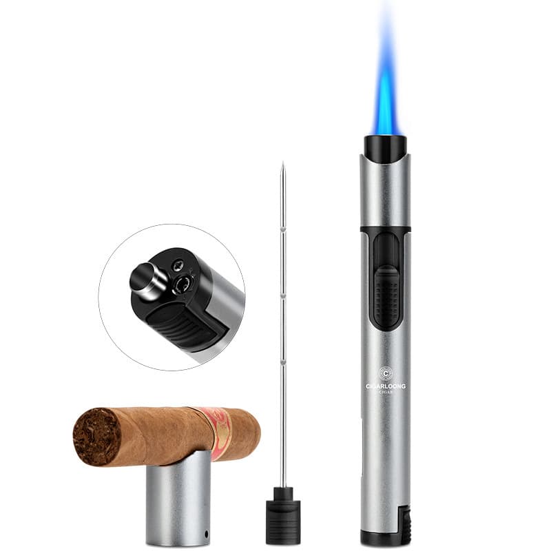 CIGARLOONG Cigar Lighter High-Power Refillable Butane Lighter with Built-in Cigar Punch and Cigar Rest