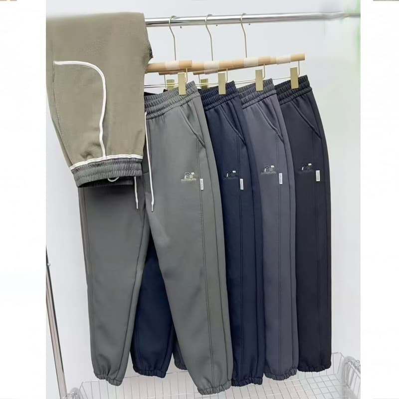 Men's Twill Cotton Denim Lined Thickened 2025 Winter New Elastic Cuff Loose Casual Sports Sweatpants