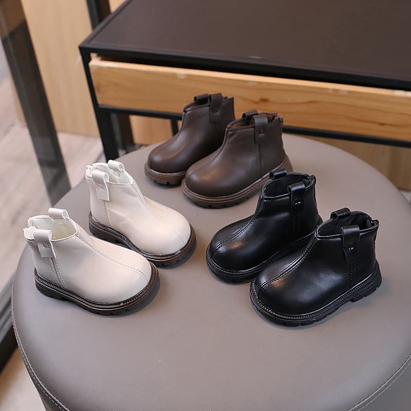 Drop Shipping Spring/Autumn Baby Short Boots 1-2-3 Years Old Toddler Walking Shoes Leather Single Boots Unisex Martin Boots
