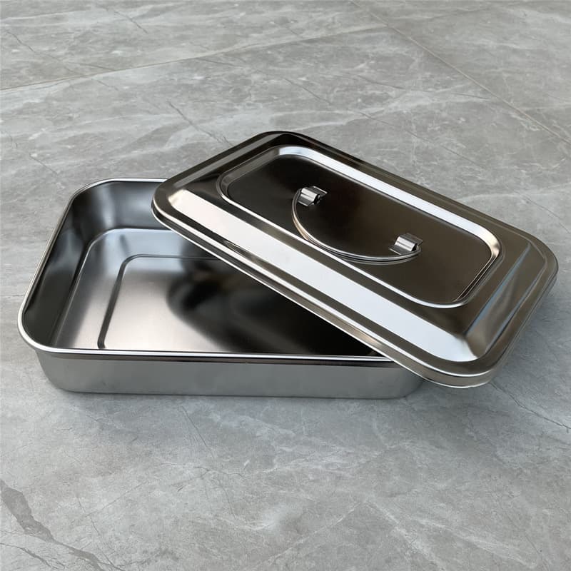 304 stainless steel sterilization box with lid, square tray, surgical tray, instrument tray, sterilization tray