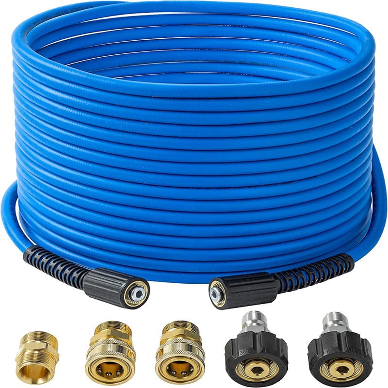 High Pressure Washer Hose 1/4 Inch Extended Soft Tube for Power Washers Rubber Material Blue Color Suitable for 15 Meters And 30 Meters Lengths
