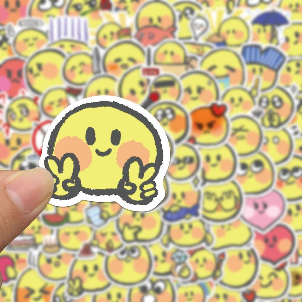 80 Cute and Q-version Cartoon Yellow Face Emoji Stickers for Hand-drawn Journals and Announcements