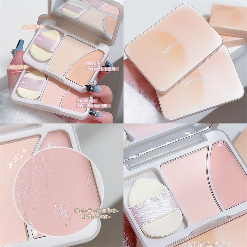TATIBEAUTY Highlight Palette Matte Highlighter Cream Contour Concealer Milky Moisturizing Face Brightening Natural Dual Highlight Palette