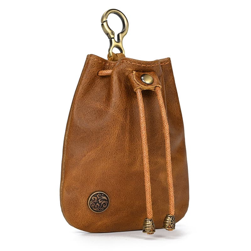 Men's and Women's Japanese Style Simple Layered Cowhide Vintage Mini Bag Key Bag Card Bag Coin Purse Storage Bag