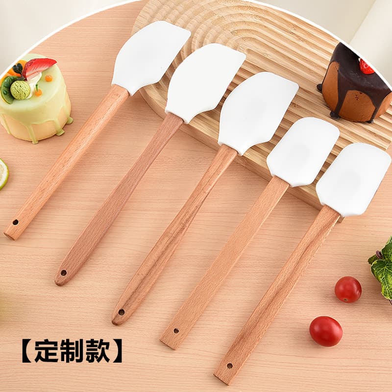 Custom Creative Silicone Spatula Cake Cream Kitchen Tool Silicone Spatula Wooden Handle Household Spatula
