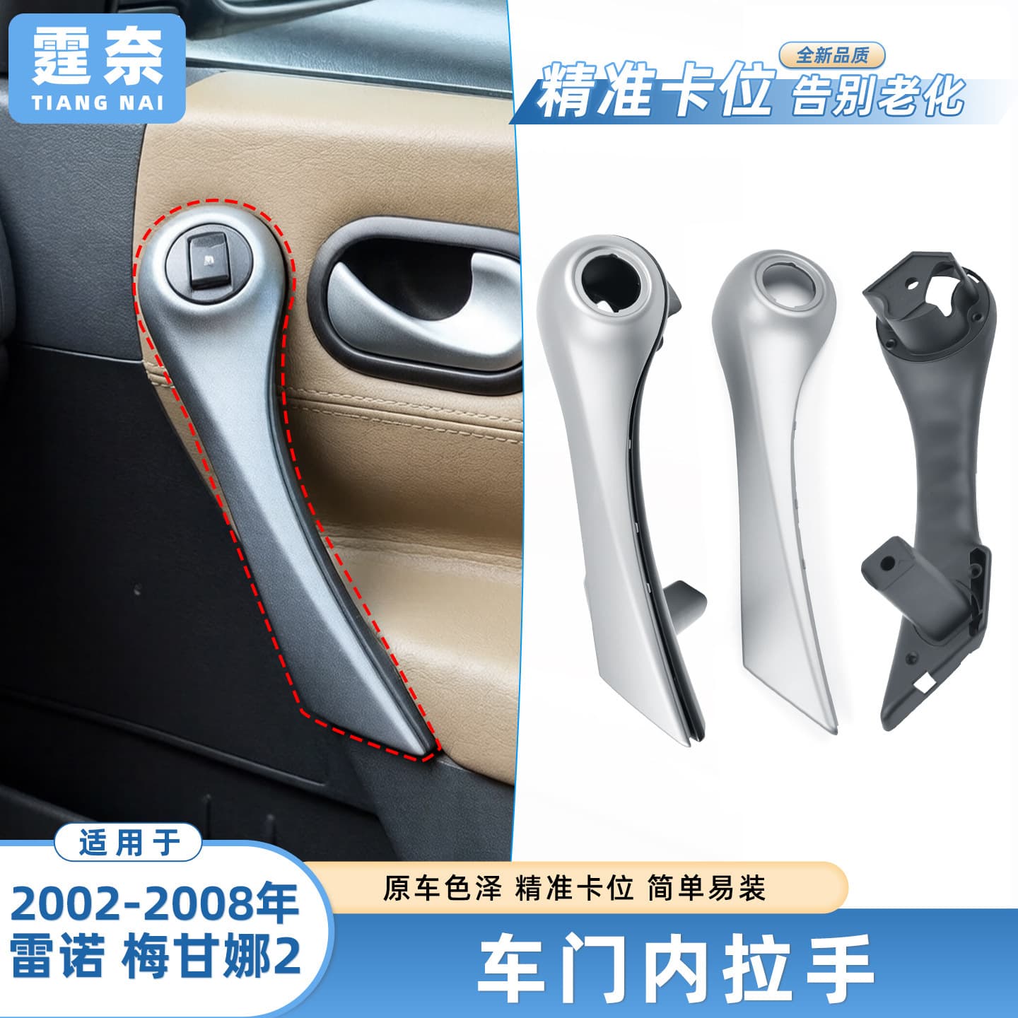 Compatible with 2002-2008 Renault Megane 2 Door Inner Handle Megane Door Handle Cover Panel Door Bracket Accessories