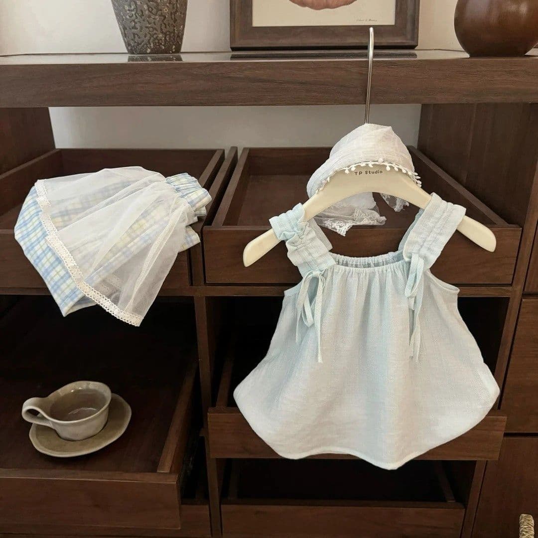 Girls Suit 2025 Summer New Thin Children's Casual Baby Summer Clothes Western Style Korean Style Wide Leg Pants Two-piece Set
