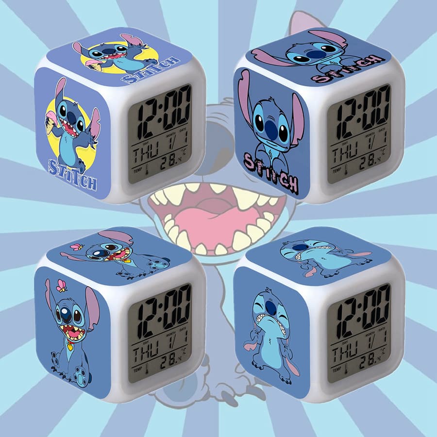 Cross-border supply of Lilo & Stitch colorful LED alarm clocks, simple, stylish and cute. Drop shipping available.