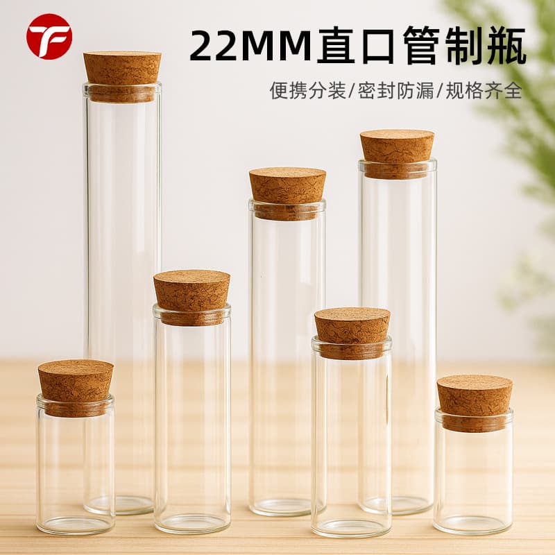 22mm straight mouth cork tube small glass bottle Xilin glass wine bottle small capacity low borosilicate glass packaging