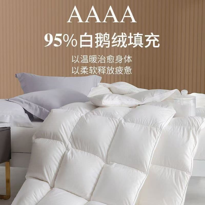 Wholesale of 95% White Goose Down Feather Comforter, Extra Thick Warm Winter Quilt, All-Season Inner Core, Single/Double Dormitory Cotton Mattress