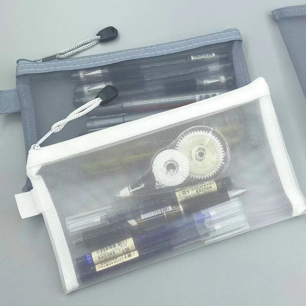 Minimalist Transparent Mesh Pencil Case Storage Bag, Student Exam-Specific Portable Large Capacity Stationery Pouch Manufacturer