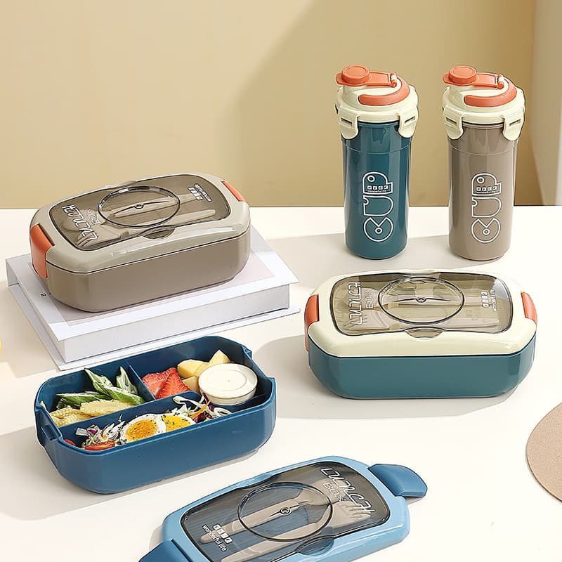 Amazon Nordic Office Worker Compartment Lunch Box, Portable Sealed Bento Box for Students with Cutlery, Microwave Safe