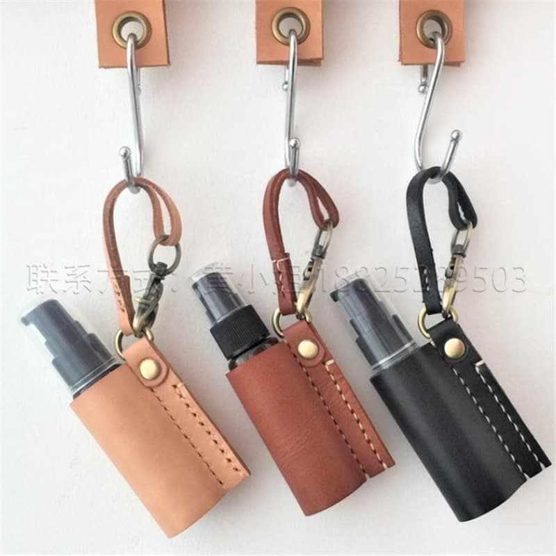 Spot alcohol bottle leather case, disinfectant spray key chain pendant leather case, Japanese and Korean perfume spray leather case