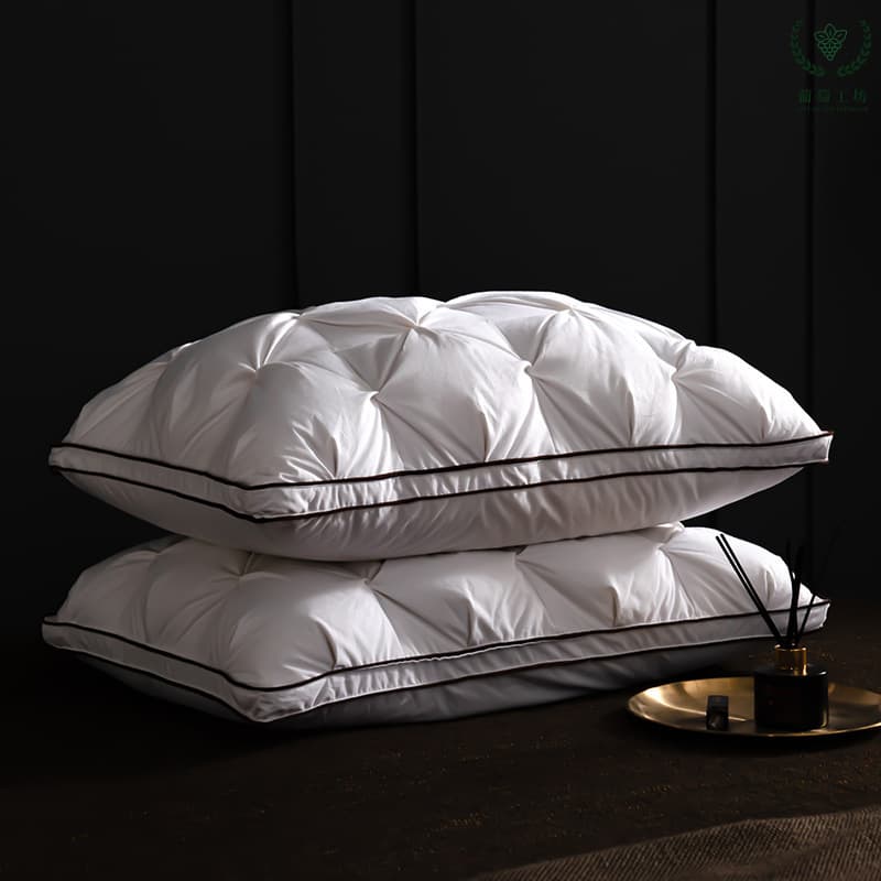 Luxury Hilton Five-Star Hotel White Goose Feather Pillow Down and Feather Pillow Pure Cotton Pillow Core Neck Protection Pillow