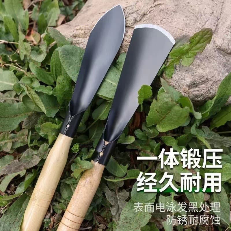 Wild vegetable digging shovel gardening tool set, household flower planting, seedling transplanting, seedling lifting device, flower growing, beachcombing, agricultural iron shovel and spade